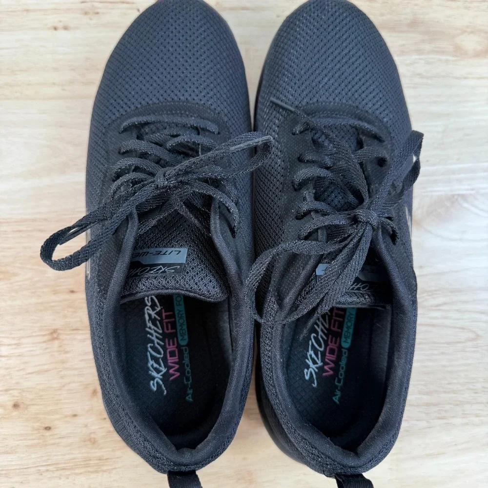 Skechers Flex Appeal 3 Athletic Sneakers Women's Black Mesh Lace-Up Trainers - 9
